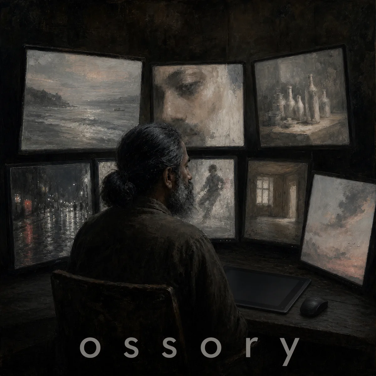 Ossory Video — an editor at a wall of screens